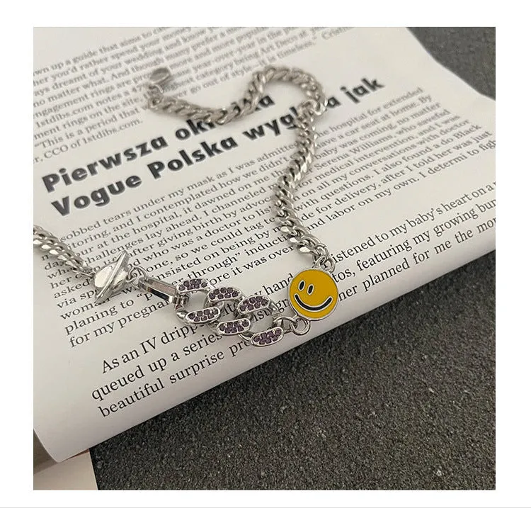 Unisex Titanium Steel Cuban Chain | Smiley Face Streetwear