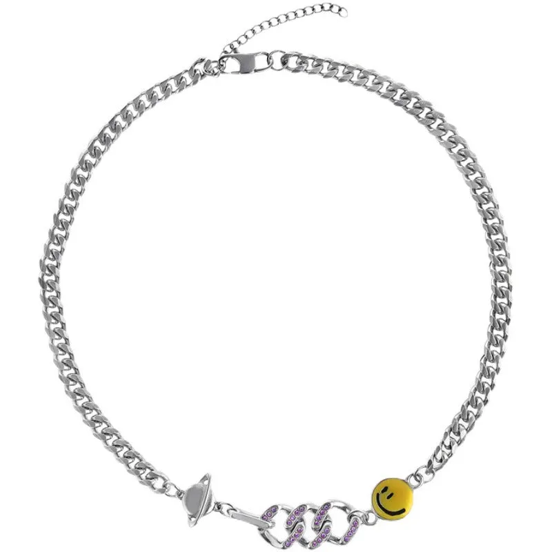 Unisex Titanium Steel Cuban Chain | Smiley Face Streetwear