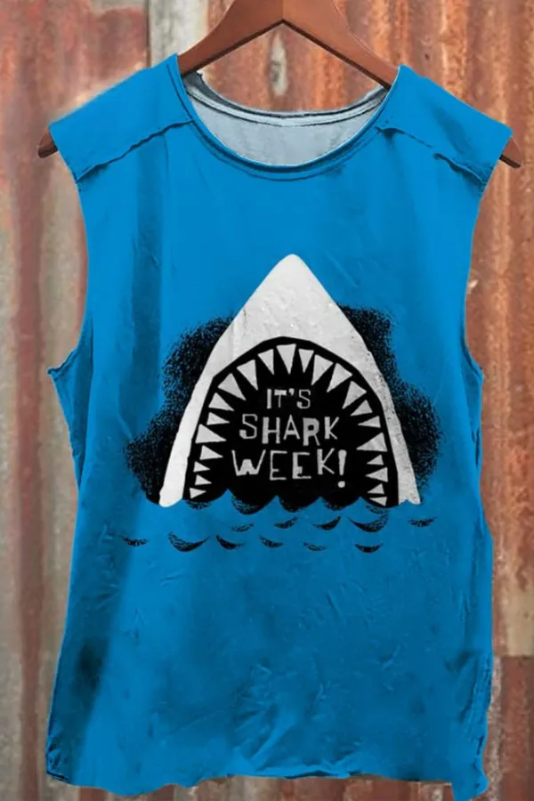 Unisex WTF Where's The Fish Print 100% Cotton Casual Tank Top