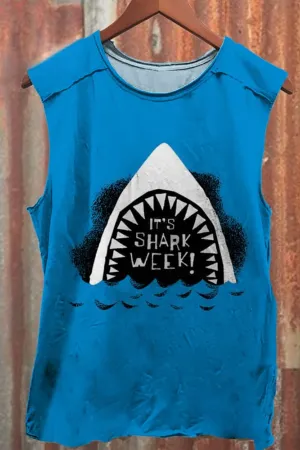 Unisex WTF Where's The Fish Print 100% Cotton Casual Tank Top