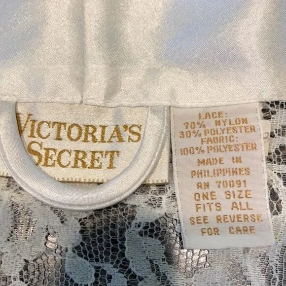 Victorias Secret Lace Kimono Robe One Size Fits Most Ivory &amp; Satin Trim