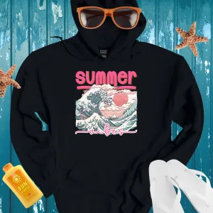 Vintage Japanese Wave Hoodie With Summer Vibes Design