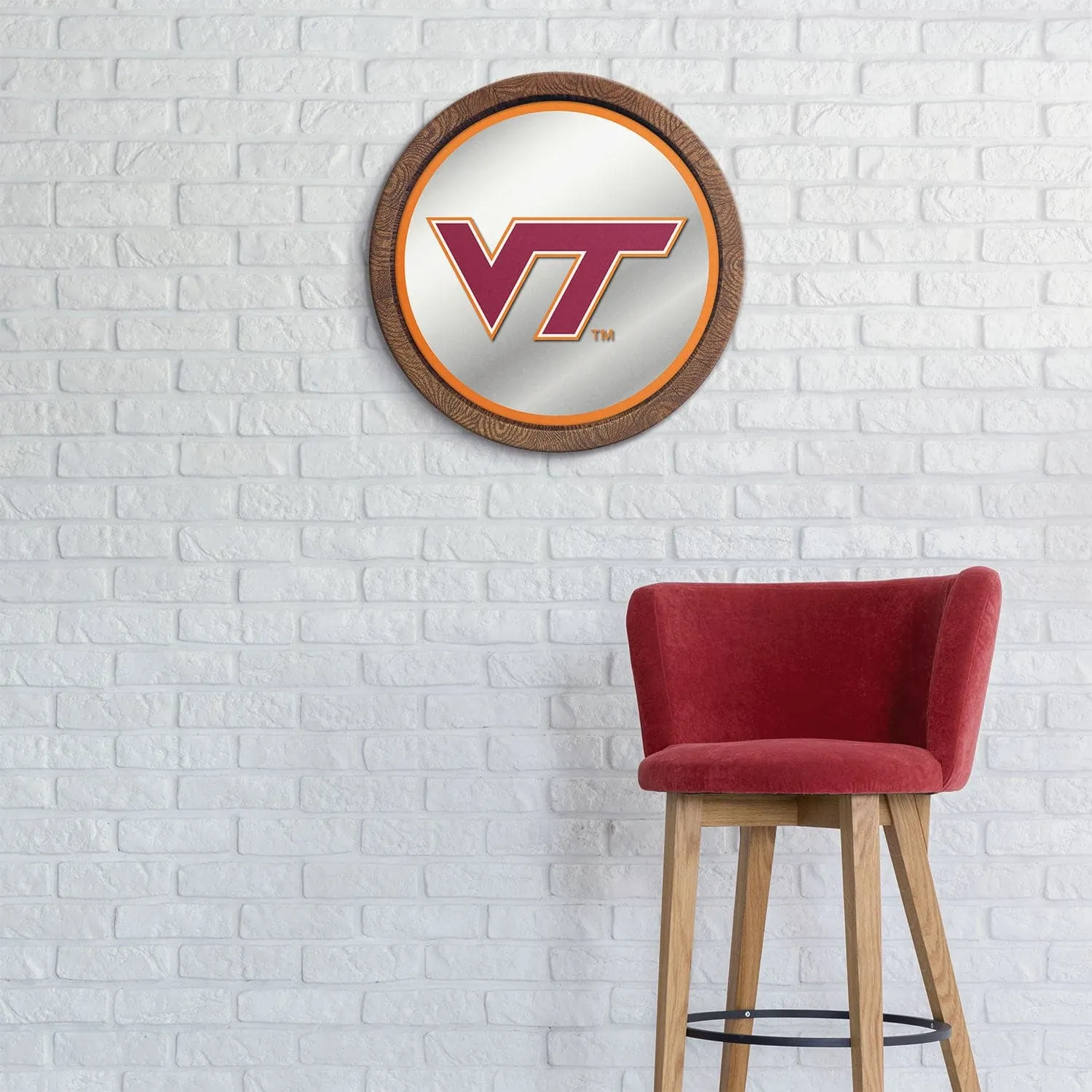Virginia Tech Hokies: "Faux" Barrel Top Mirrored Wall Sign