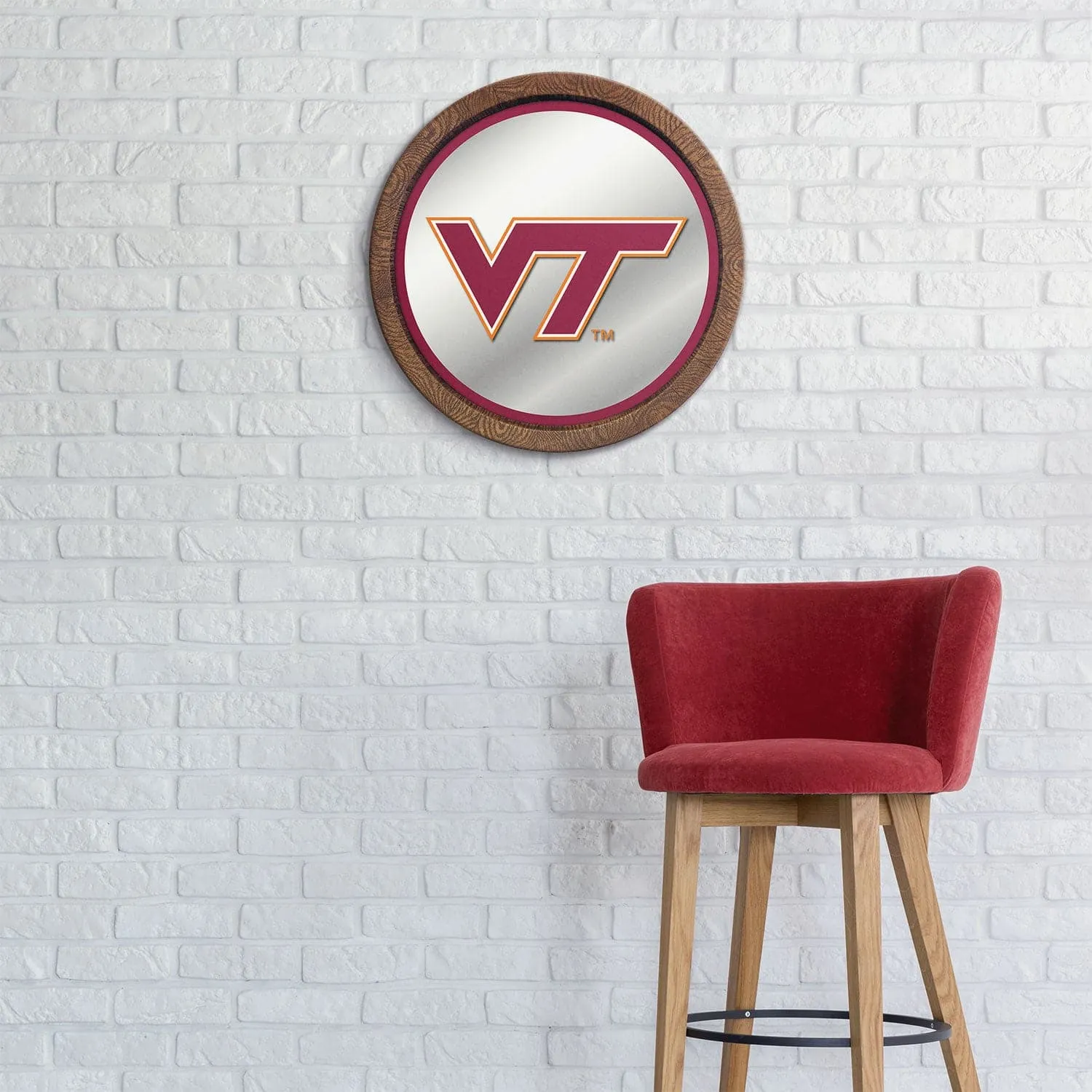Virginia Tech Hokies: "Faux" Barrel Top Mirrored Wall Sign