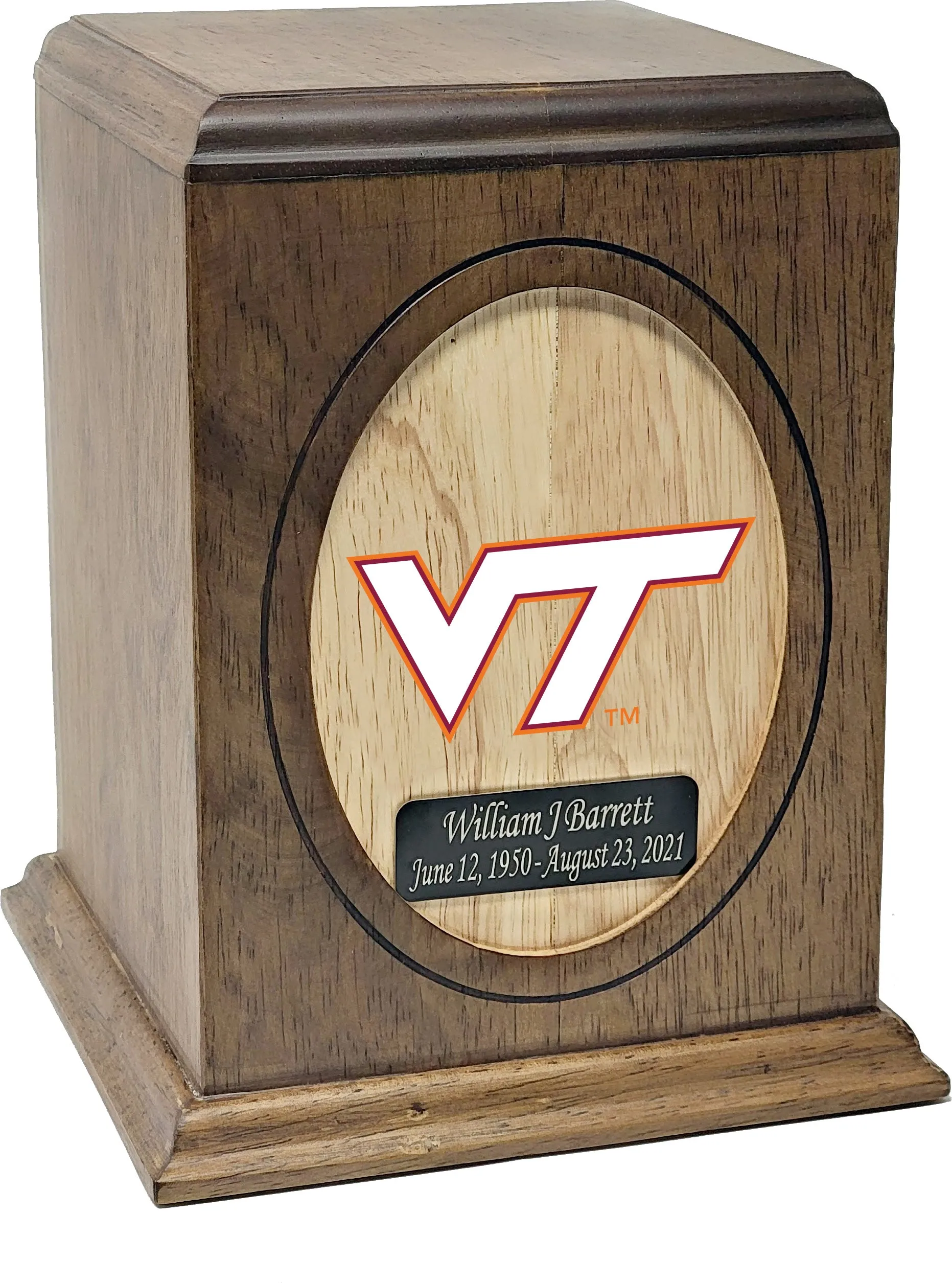 Virginia Tech Hokies Wooden Memorial Cremation Urn - WDVGTE100