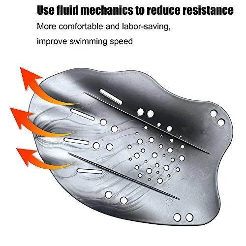 Vsidea Swim Training Hand Paddles with Ear Plugs and Nose Clip, Adjustable Straps Contour Swimming Paddles for Women Men and Children Professional Swimming Accessories (Silver)