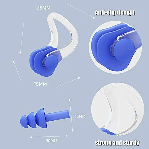 Vsidea Swim Training Hand Paddles with Ear Plugs and Nose Clip, Adjustable Straps Contour Swimming Paddles for Women Men and Children Professional Swimming Accessories (Silver)