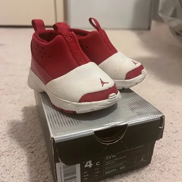 VTG Baby RJ Bolo Trainer 3/4 Hi Varsity Red White Little Flex Jordans