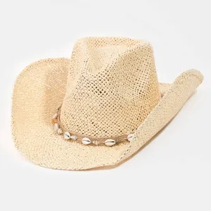 Western Straw Cowrie Shell Cowboy Hat