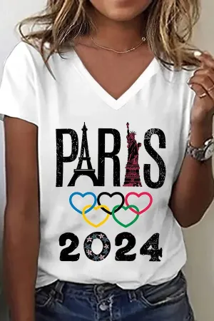 Women's 2024 Paris Olympics Print Casual T-Shirt