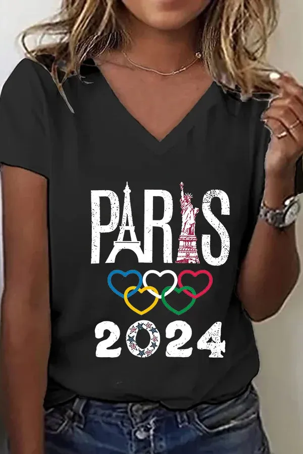 Women's 2024 Paris Olympics Print Casual T-Shirt