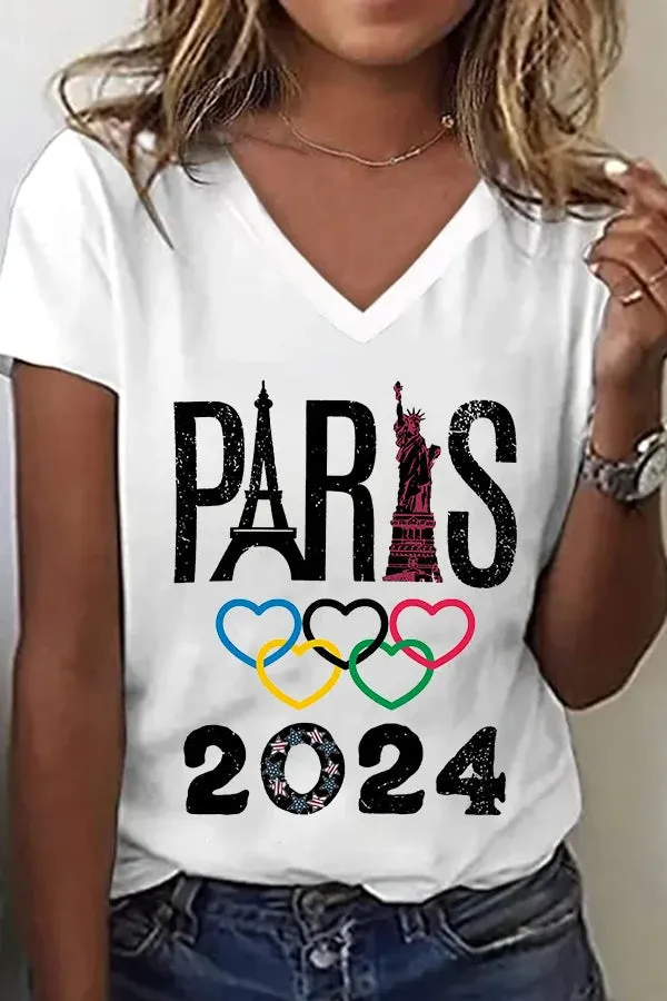 Women's 2024 Paris Olympics Print Casual T-Shirt