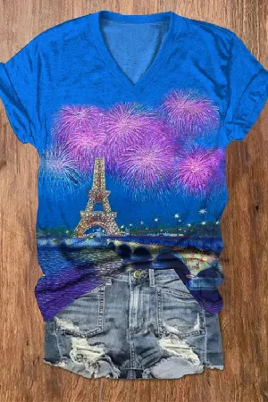 Women's Beautiful Paris Print Casual T-Shirt