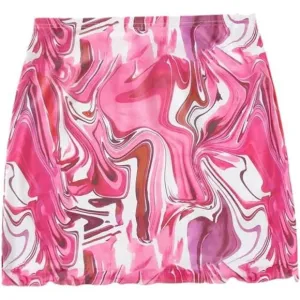 Women's Stretchy Elastic Waist Print Boho Mini Skirt Pink