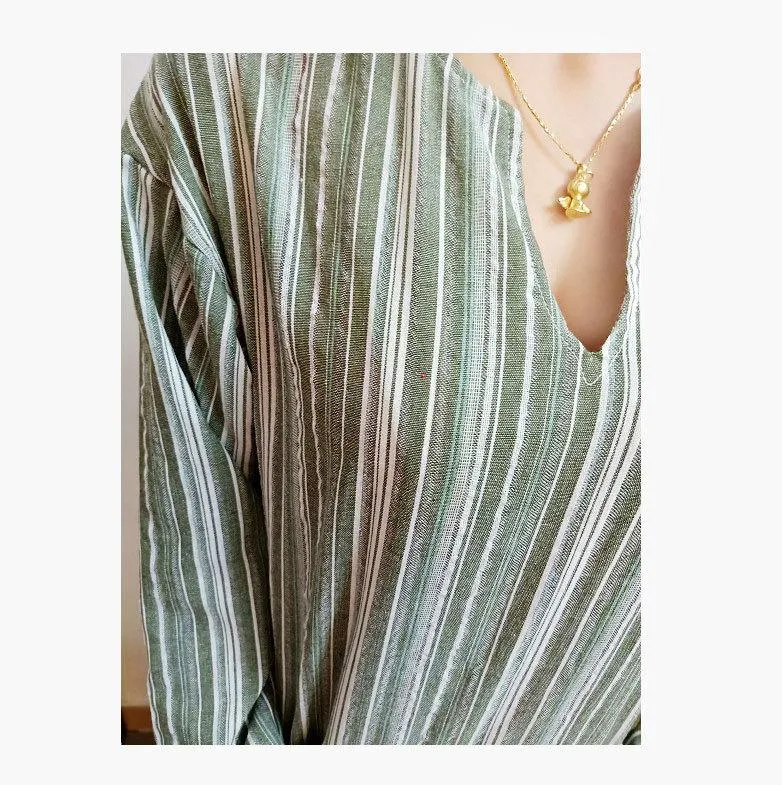 Women's Striped Linen Kaftan (inc Plus Sizes)
