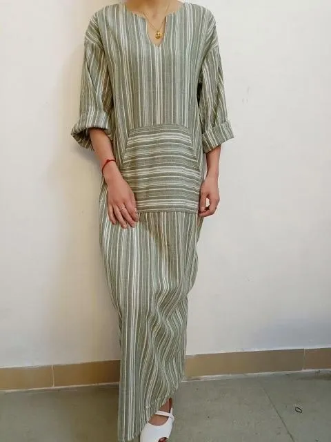 Women's Striped Linen Kaftan (inc Plus Sizes)
