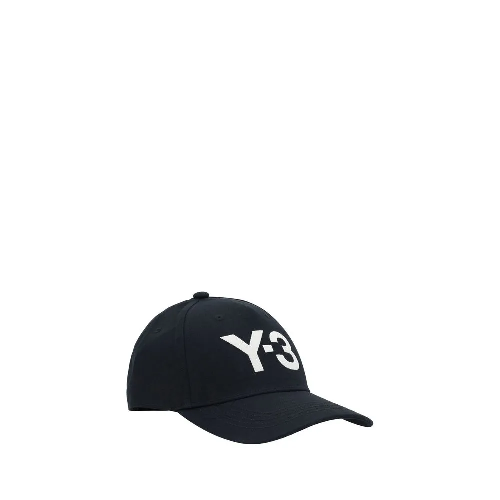 Y-3 Men Black Baseball Hat Cotton Solid Adjustable Logo Embroidery Casual Cap
