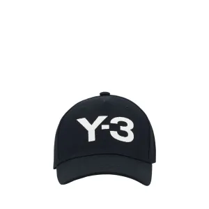 Y-3 Men Black Baseball Hat Cotton Solid Adjustable Logo Embroidery Casual Cap