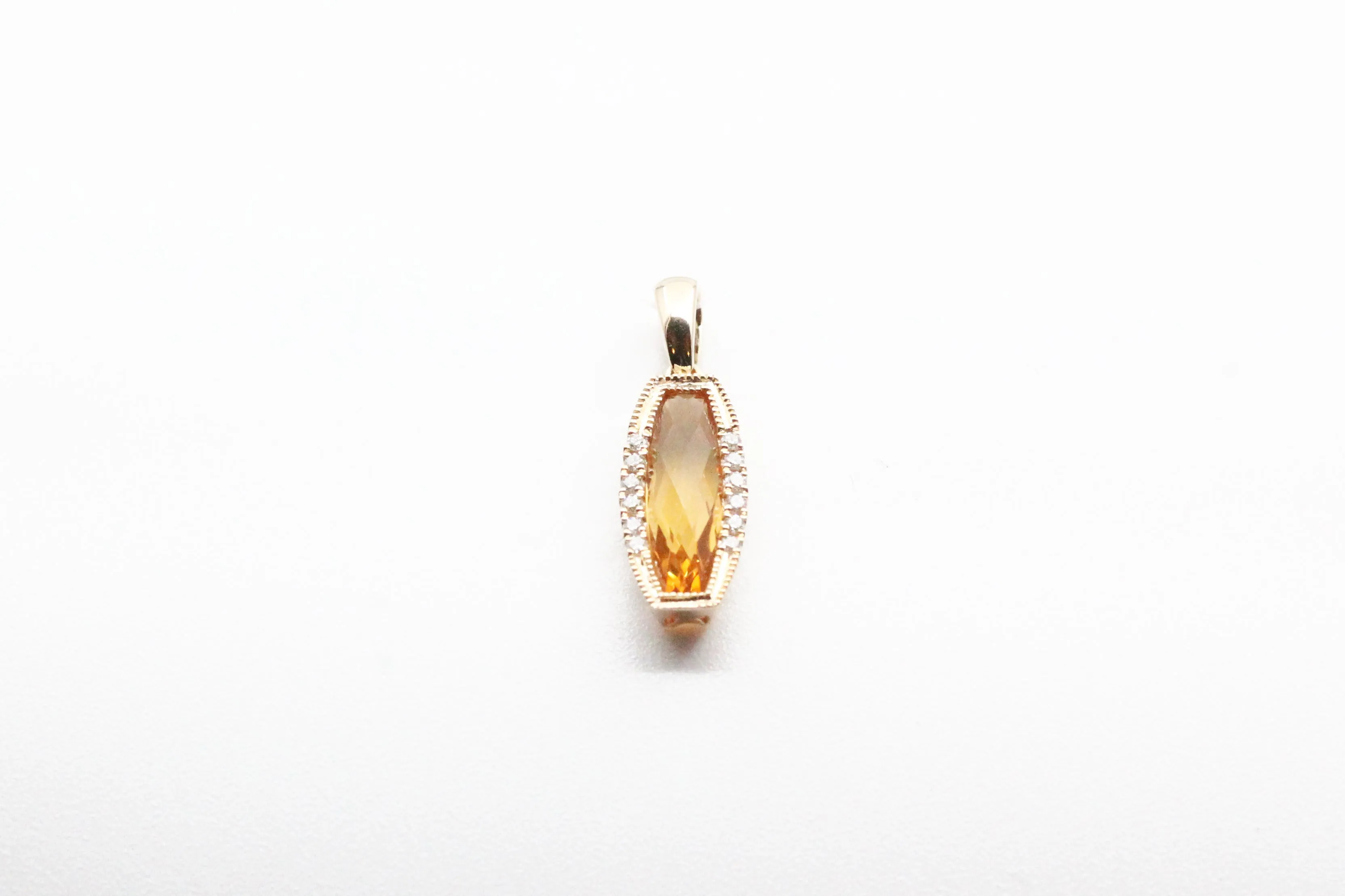 Yellow Gold Citrine Milgrain Pendant