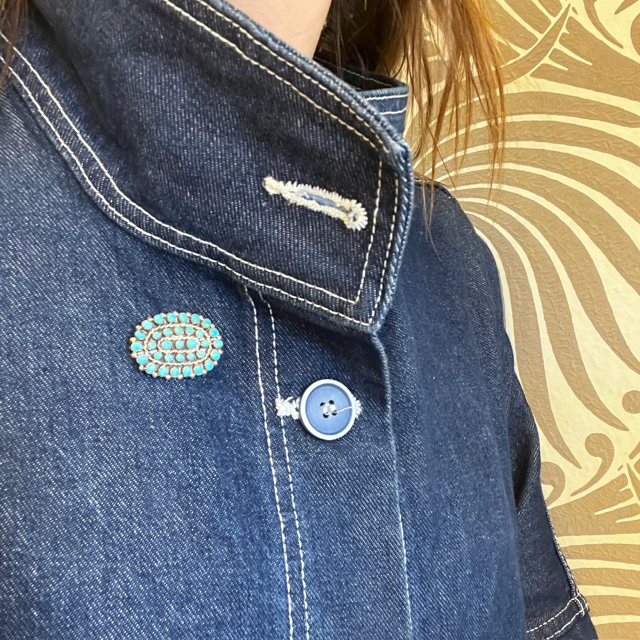 Zuni Turquoise & Sterling Silver Brooch