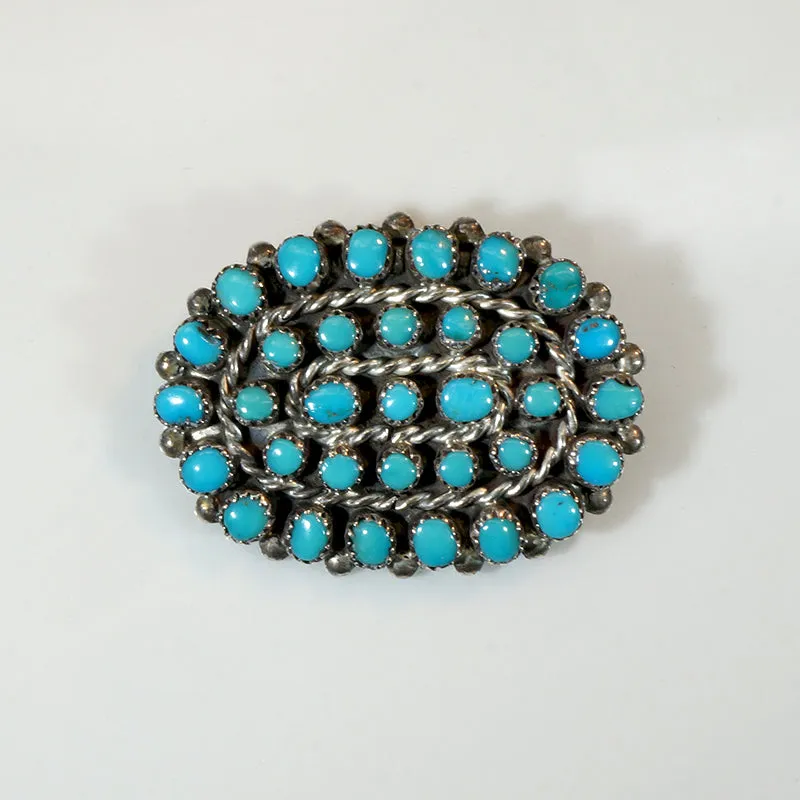 Zuni Turquoise & Sterling Silver Brooch