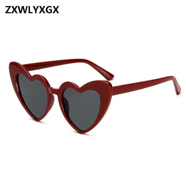 ZXWLYXGX 2018 New Fashion Love Heart Sunglasses Women cute sexy retro Cat Eye Vintage cheap Sun Glasses red female