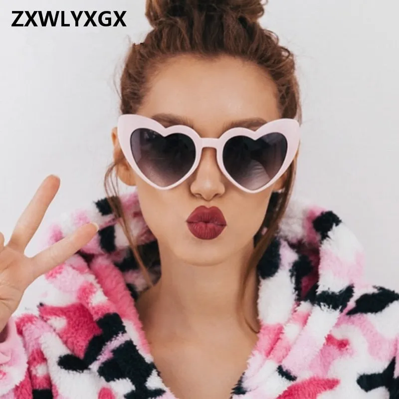 ZXWLYXGX 2018 New Fashion Love Heart Sunglasses Women cute sexy retro Cat Eye Vintage cheap Sun Glasses red female